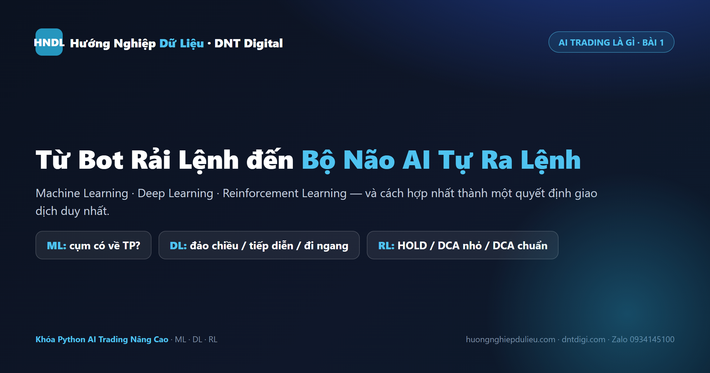 AI Trading là gì? Từ bot Hedging đến bộ não tự ra lệnh (ML · DL · RL)