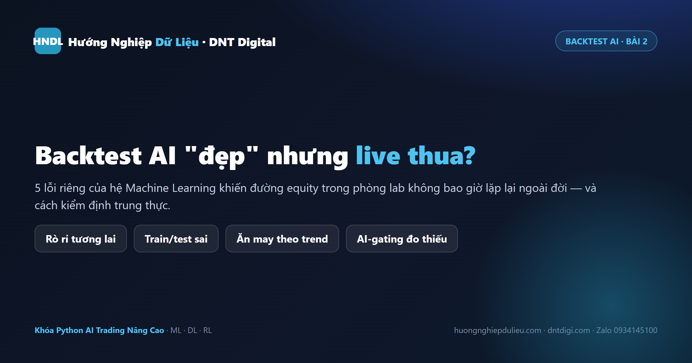 Backtest AI 'đẹp' nhưng live thua: 5 lỗi riêng của hệ Machine Learning