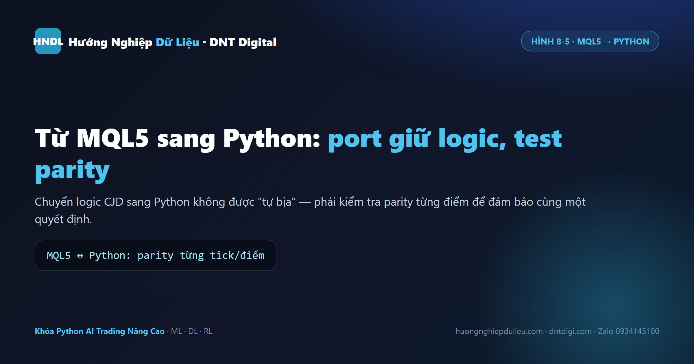 Từ MQL5 sang Python: port giữ nguyên logic, chạy parity từng điểm trên cùng dữ liệu để không tự bịa một phiên bản khác