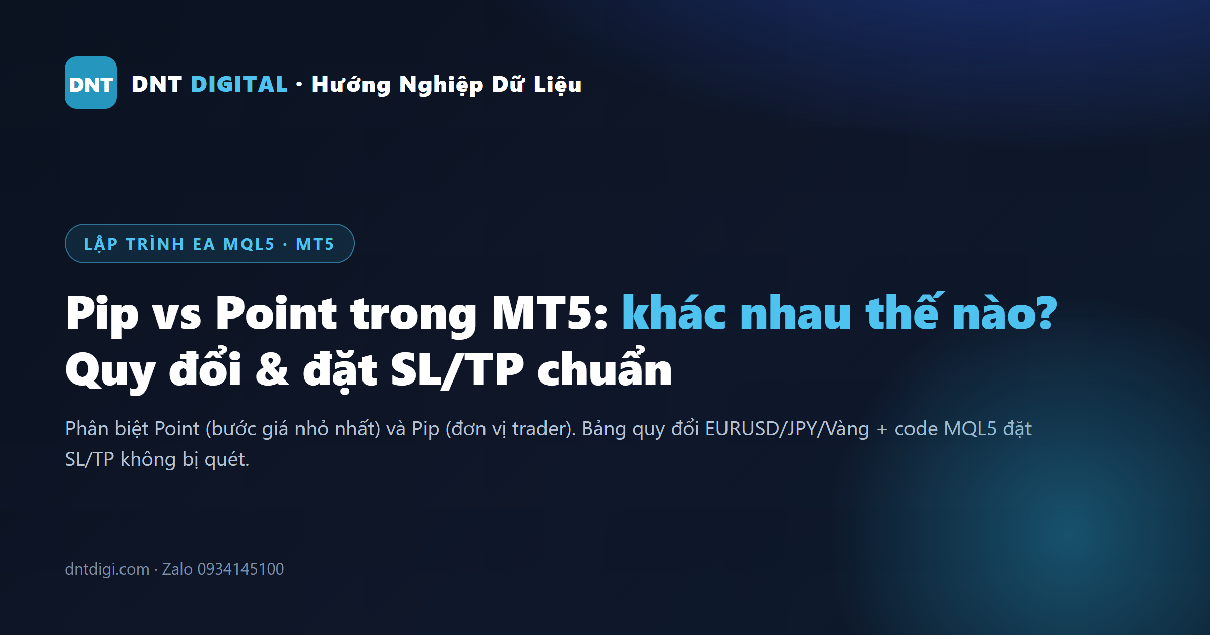 Pip và Point trong MT5 khác nhau thế nào? Cách quy đổi & đặt SL/TP chuẩn cho EA