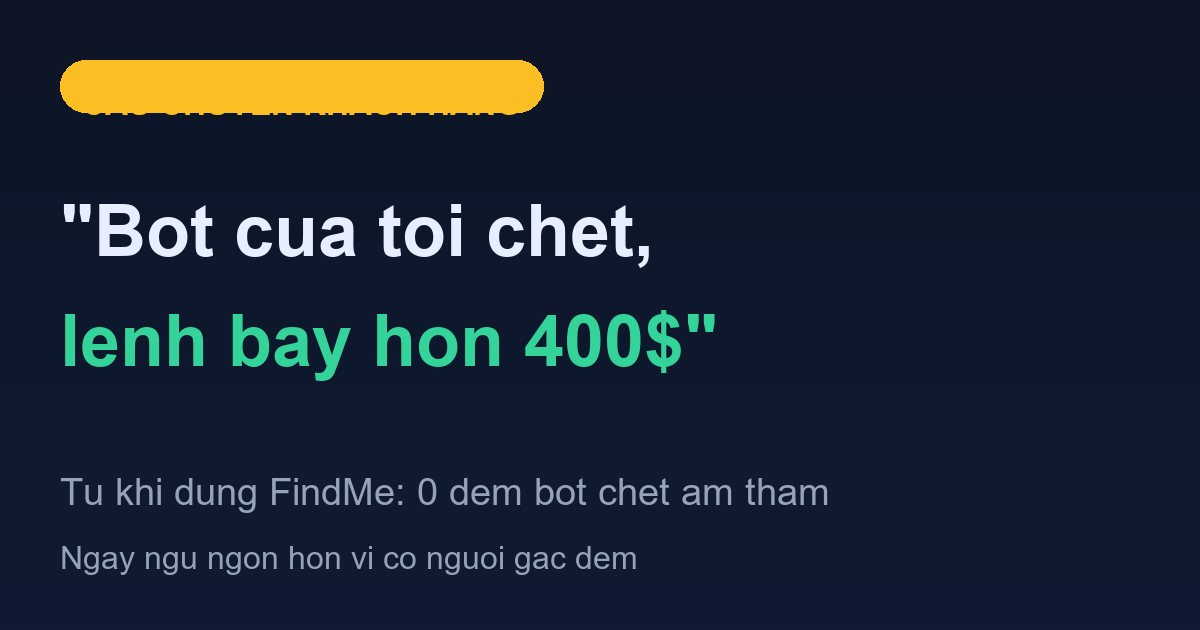 "Bot của tôi chết lúc 3h sáng, lệnh bay hơn 400$" — câu chuyện khách hàng