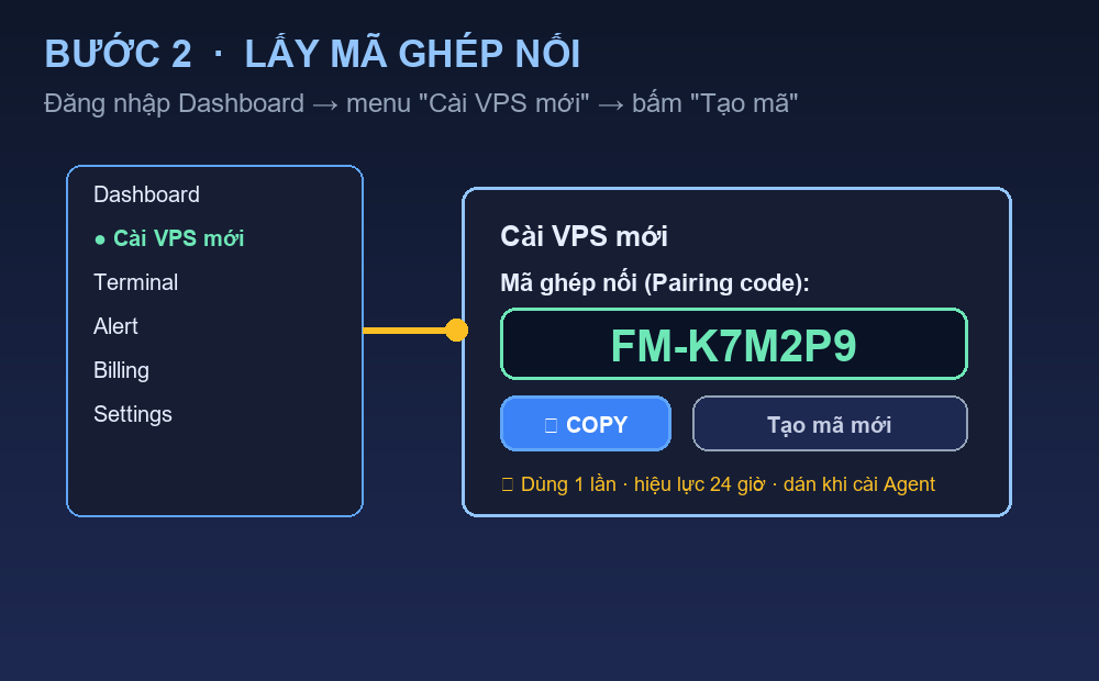 Bước 2 — Đăng nhập & lấy mã ghép nối